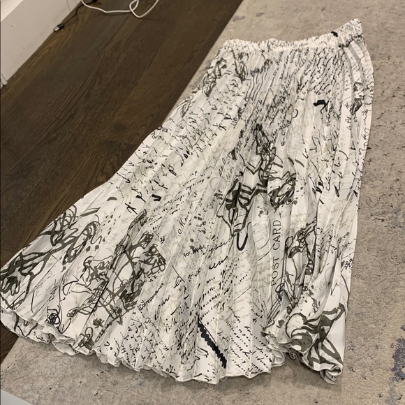 Desigual Artistic Print Midi Skirt in Cream and Brown - Picture 3 of 7